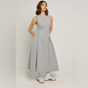Another Girl Sleeveless Light Gray Dress with Basque Waist